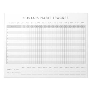 Monthly Habit Tracker - Minimalist Grey Notepad