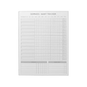Monthly Habit Tracker - Minimalist Grey Planner Notepad