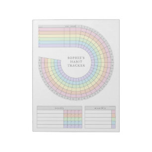 Monthly Habit Tracker - Pastel Rainbow Planner Notepad