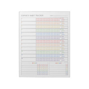 Monthly Habit Tracker - Rainbow Minimalist Planner Notepad