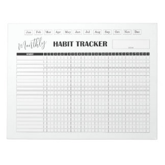 Monthly Habit Tracker White Notepad