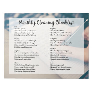 Monthly House Cleaning Checklist Notepad