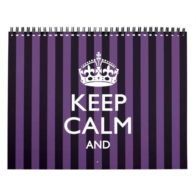 Monthly Personalised KEEP CALM Your Text Purple Calendar (Cover)