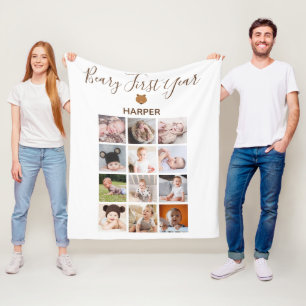 Monthly Photo Baby First Year Fleece Blanket