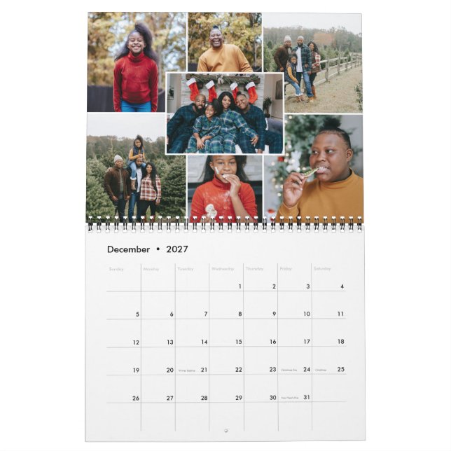Monthly Photo Collage 7 Family Photos Calendar (Dec 2027)