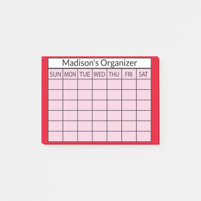Monthly Planner Organiser Post-it Notes (Front)