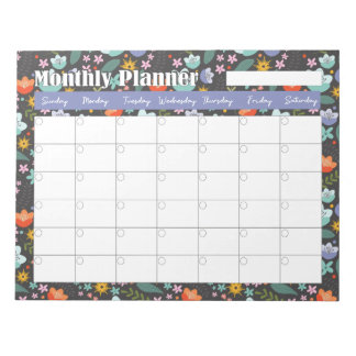 Monthly Planner Spring Colorful Flowers  Notepad