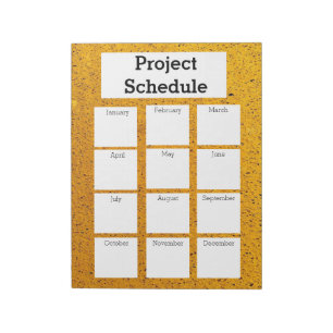 Monthly project schedule orange rough print notepad