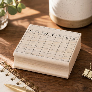 Monthly Scheduler Calendar Grid Tracker Bujo Rubber Stamp