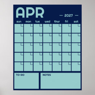 Monthly Undated Bold Vibrant Colour Wall Calendar Poster