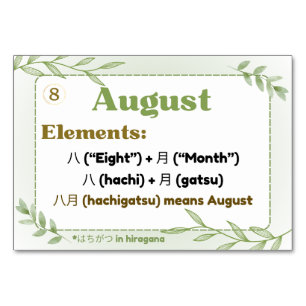 Months in Japanese (Flash Cards) Table Number