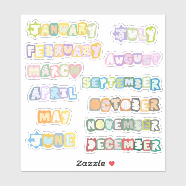 months of a year journal stickers (Sheet)