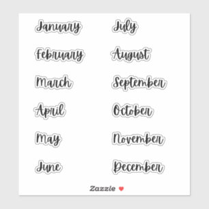 Months of the Year Bullet Journal Stickers   Black
