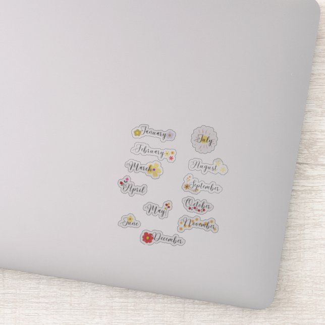 Months of the Year Flower Sticker Set (Detail)