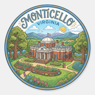 Monticello Virginia Classic Round Sticker