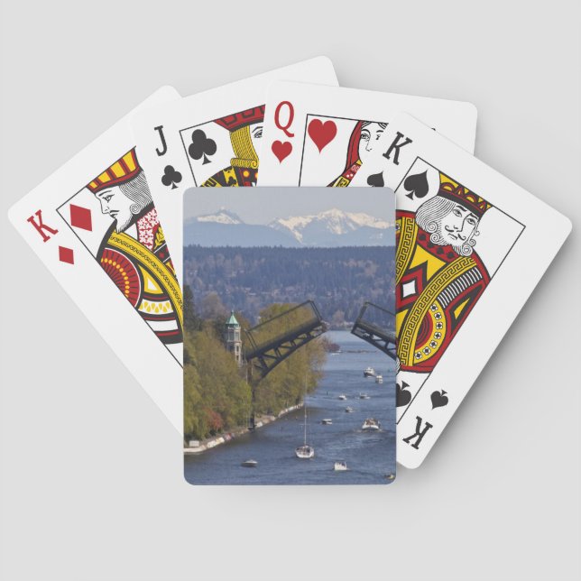 Montlake Bridge and Cascade Mountains Playing Cards (Back)