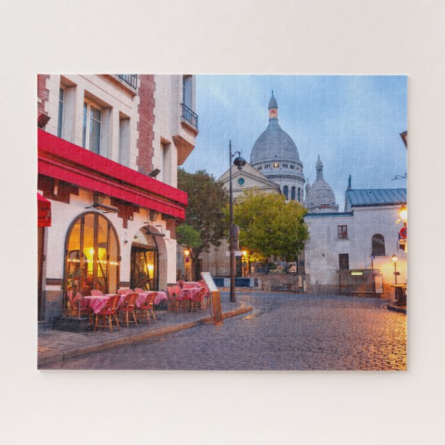 Montmartre in Paris, France Old Street Cafe   Jigsaw Puzzle (Horizontal)