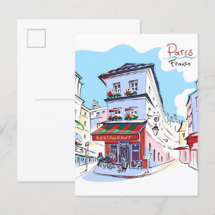 Montmartre Paris France Illustration Travel Postcard