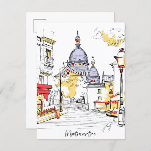 Montmartre Paris France Illustration Travel Postcard
