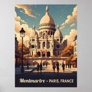 Montmartre Paris with scare Coeur basilica Poster
