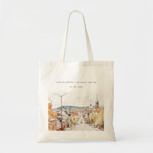 Montpelier City Scape Vermont Watercolor Wedding Tote Bag