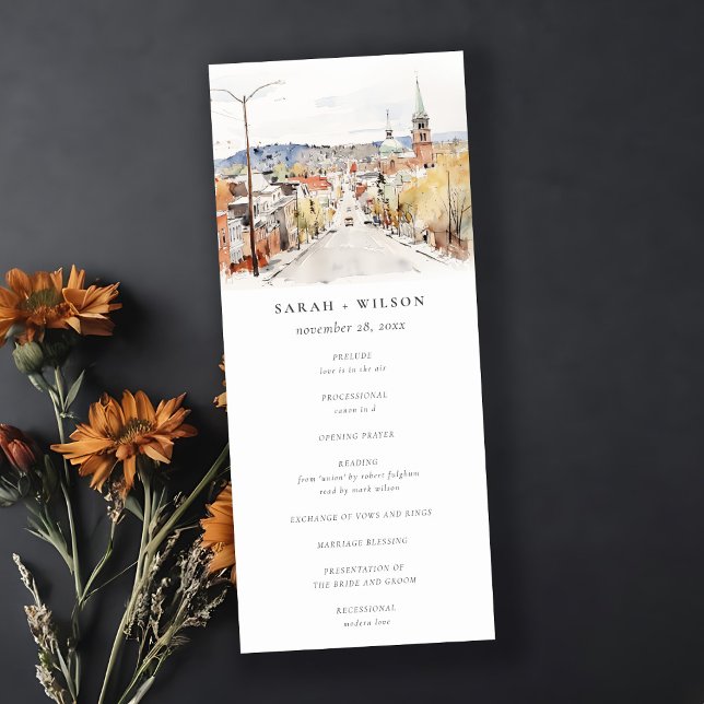 Montpelier City Scape Vermont Wedding Program Invitation (Creator Uploaded)