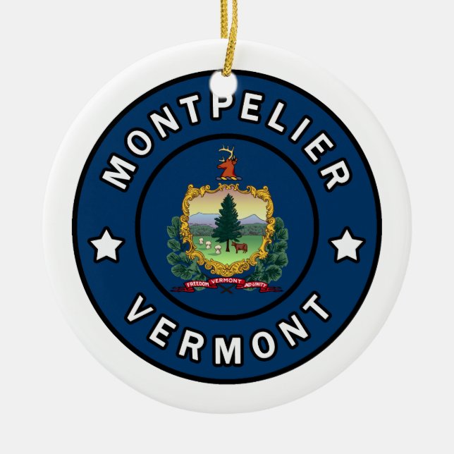 Montpelier Vermont Ceramic Tree Decoration (Front)