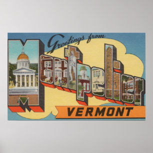 Montpelier, Vermont - Large Letter Scenes Poster