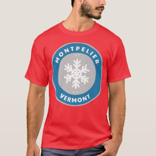 Montpelier Vermont VT Winter Snow Snowflake Badge T-Shirt