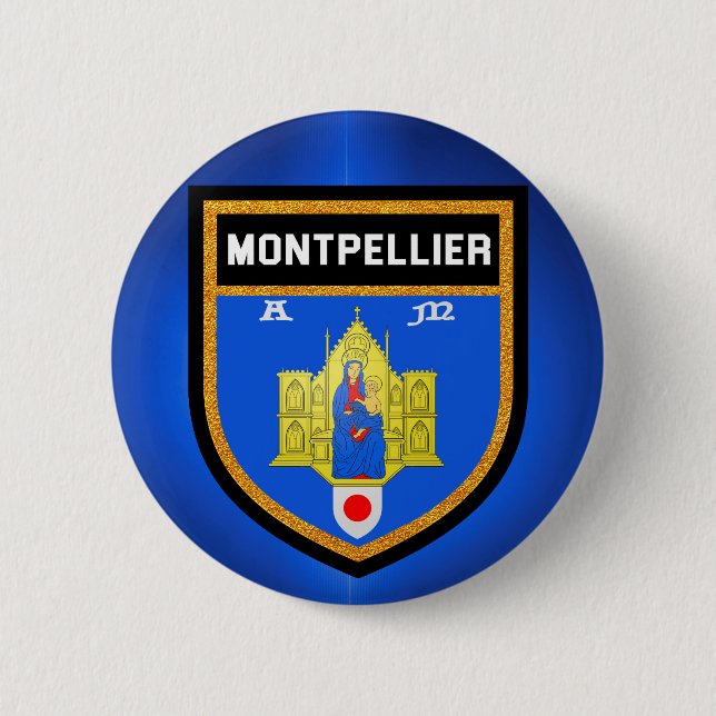 Montpellier Flag 6 Cm Round Badge (Front)