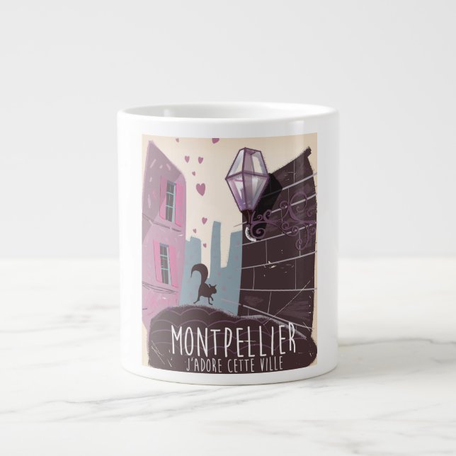 Montpellier France city travel poster Large Coffee Mug (Front)