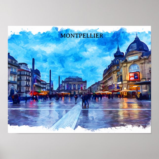 Montpellier France Place de la Comédie View Poster (Front)