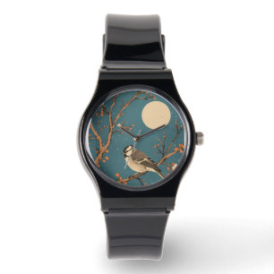 Montre Moonlit Bird on Blossom Branch Watch