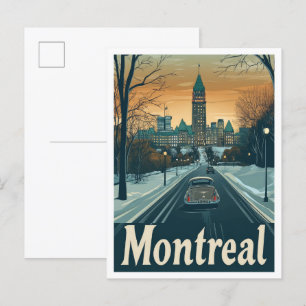 Montreal Canada Art Vintage Travel Illustration Postcard