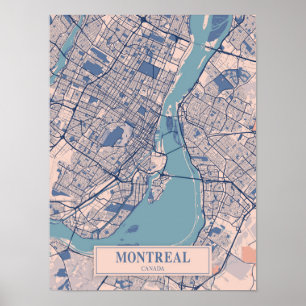 Montreal Canada Breezy City Map Travel Poster