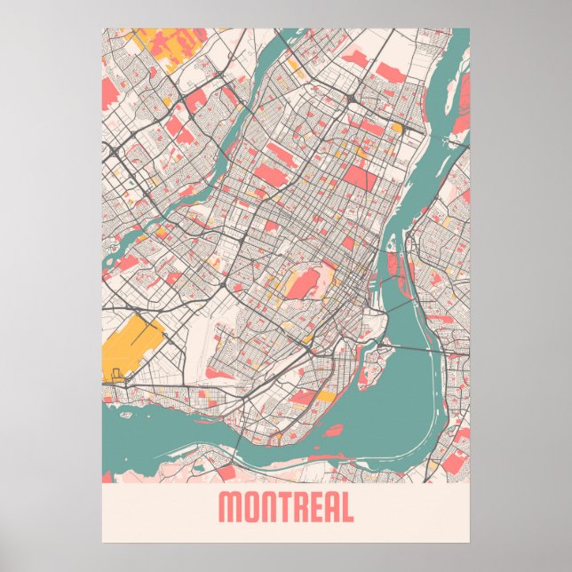 Montreal - Canada Chalk City Map Poster (Front)