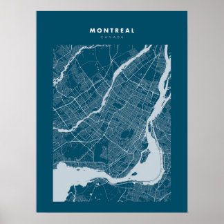 Montreal - Canada Dark Blue City Map Poster