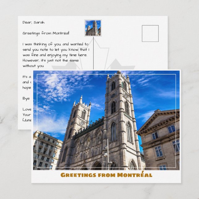 Montréal Canada Notre Dame Cathedral Modern Postcard (Front/Back)