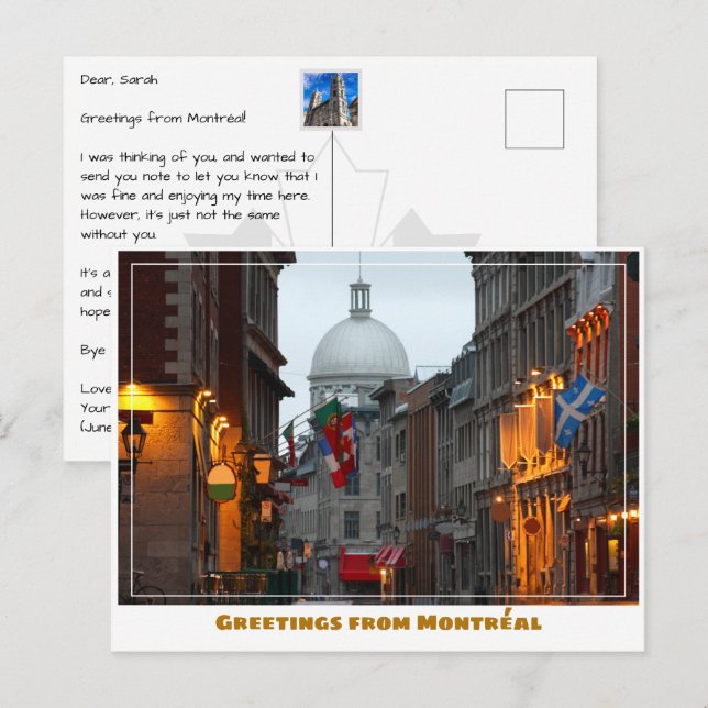 Montréal Canada Old Town at Dusk Postcard (Front/Back)