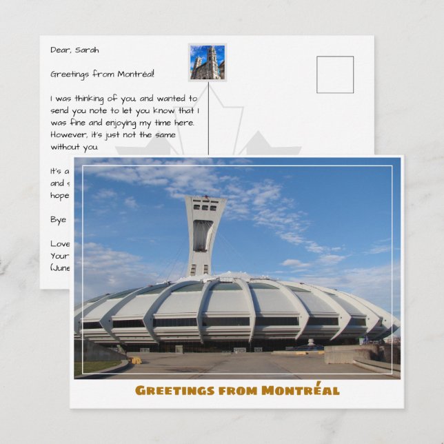 Montréal Canada Olympic Stadium Modern Postcard (Front/Back)