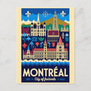 Montréal Canada Retro Travel Poster Art Postcard