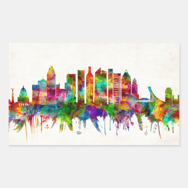 Montreal Canada Skyline Rectangular Sticker (Front)