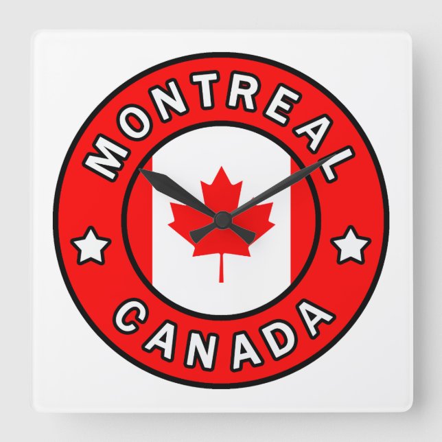Montreal Canada Square Wall Clock (Front)