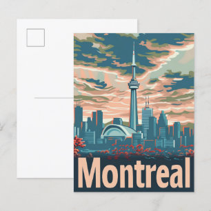 Montreal Canada Vintage Retro Travel Illustration Postcard