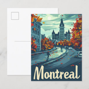 Montreal Canada Vintage Retro Travel Illustration Postcard