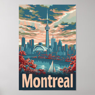 Montreal Canada Vintage Retro Travel Illustration Poster