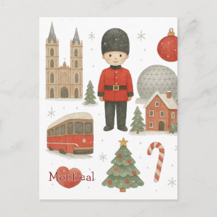 Montreal Christmas Watercolor    Cozy Winter Postcard