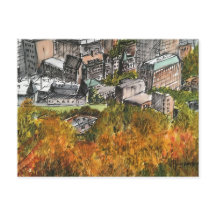 Montreal from Mount Royal, watercolour, postcard.