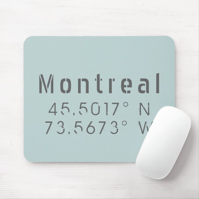 Montreal Latitude Longitude Mouse Mat (With Mouse)