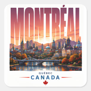 🍂 Montreal Modern Skyline City Style 🍂 Square Sticker
